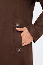 2682 Hakim Yakalı Metal Detaylı Süet Ferace