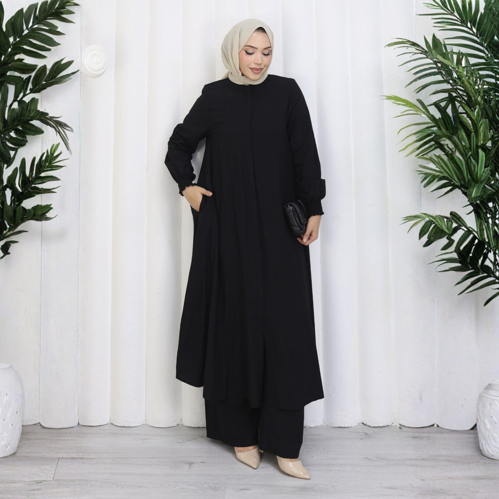 2601 - %85 Pamuklu Mevlana Kesim Tunik Pantolon İkili Tesettür Takım